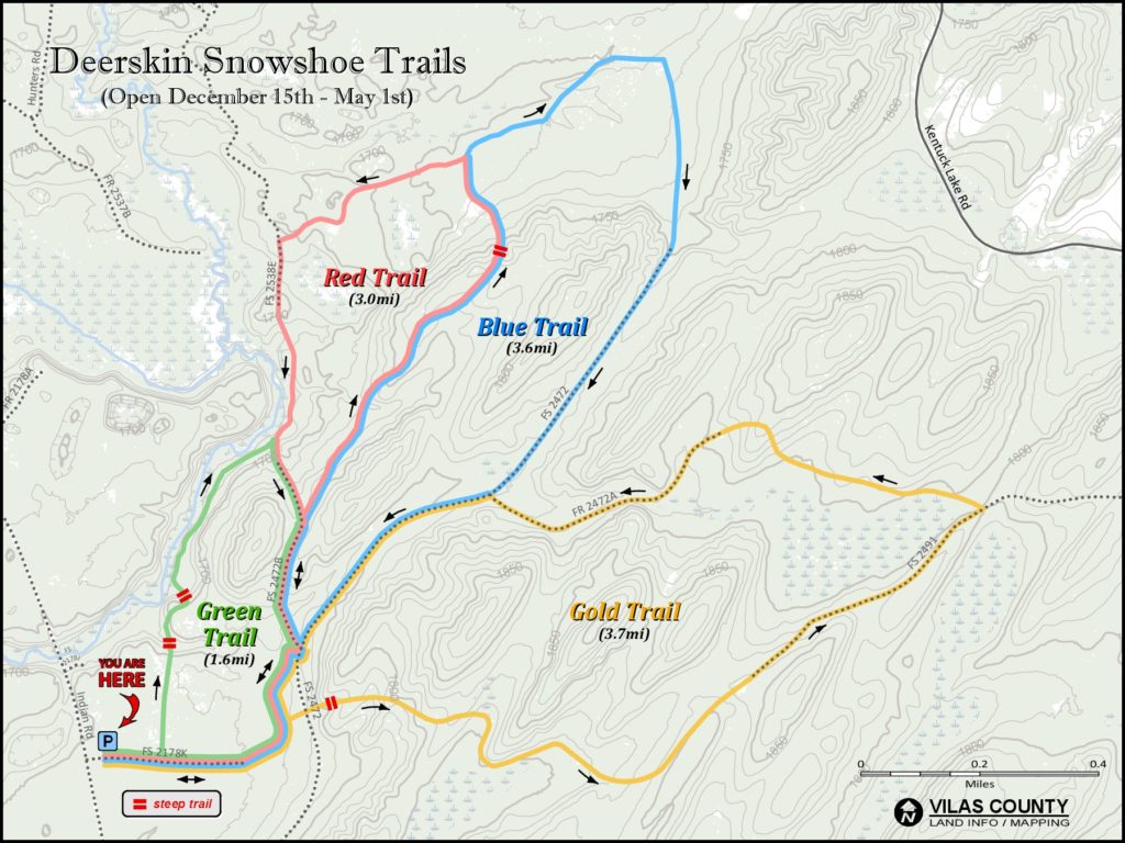 Map of Snowshoe Trail in Phelps WI