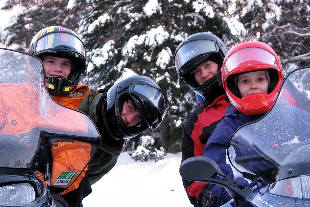 Family Snowmobiling in Vilas County